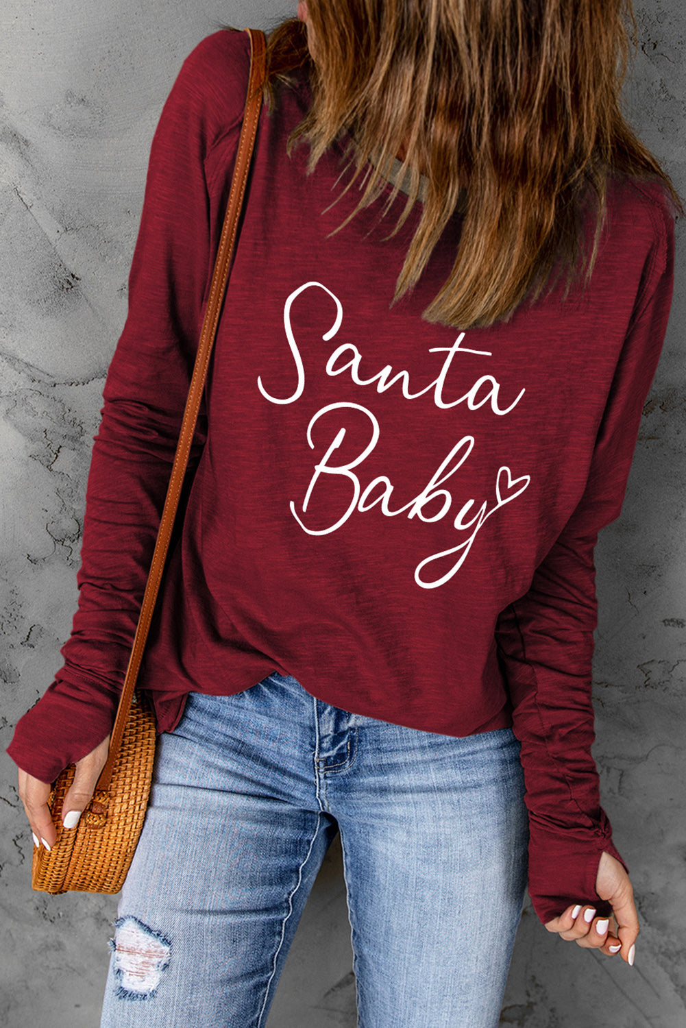 SANTA BABY Graphic Long Sleeve T-Shirt-Jewearrings