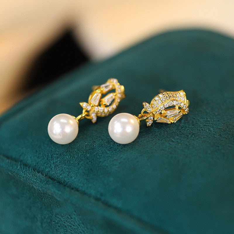 Women's Fashion Tulip Pearl Stud Earrings-Jewearrings