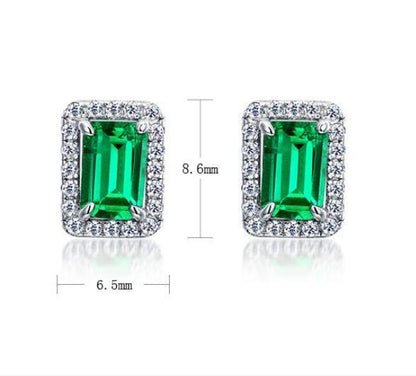 S925 Silver Female Cultivation Emerald Retro Stud Earrings-Jewearrings