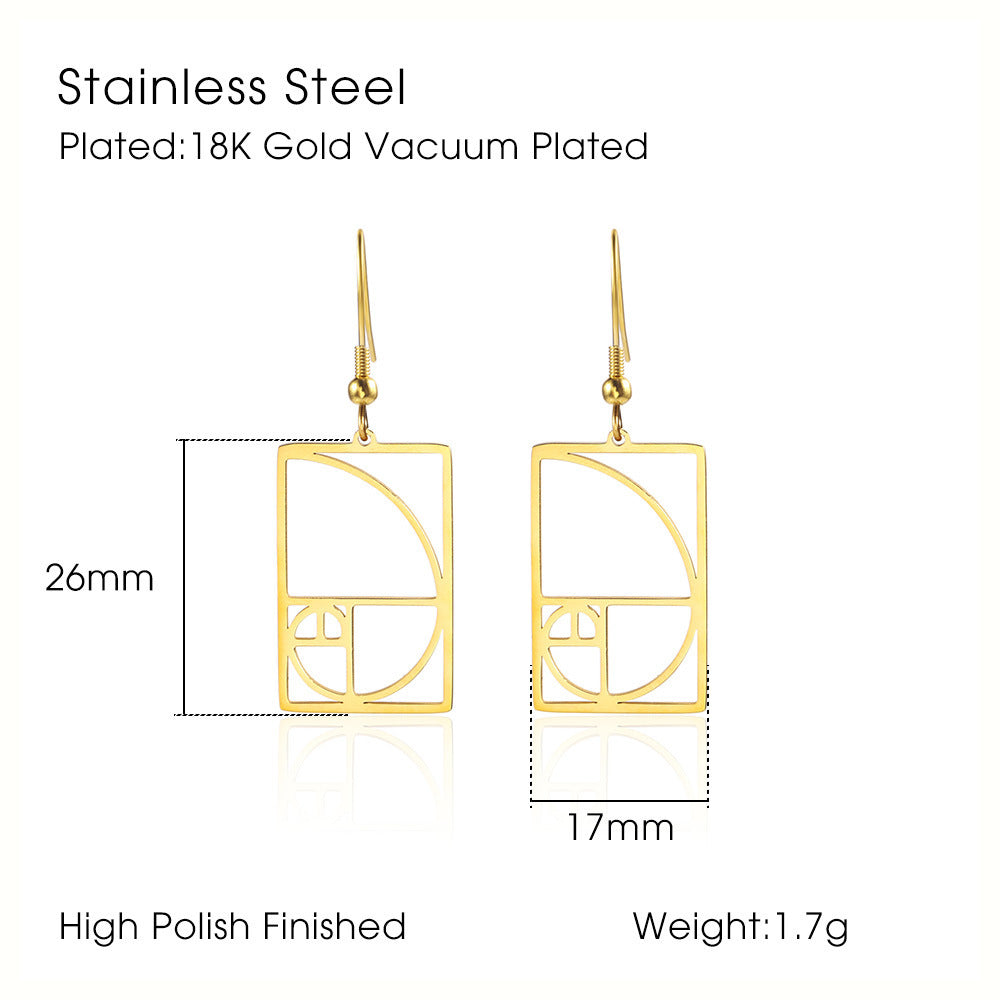 Women's Gold Yellow Gold Spiral Divider Square Earrings-Jewearrings