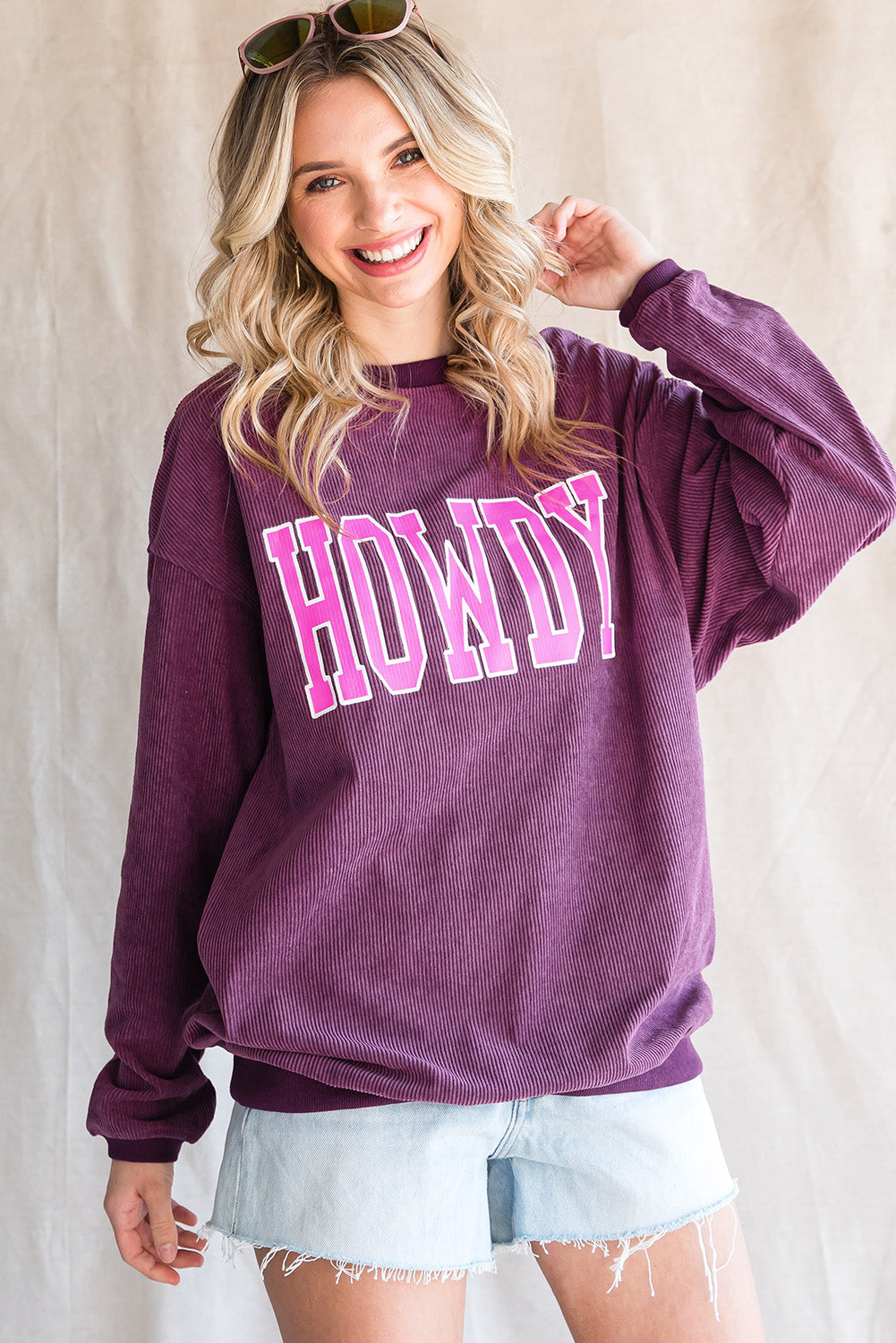 HOWDY Graphic Dropped Shoulder Sweatshirt-Jewearrings