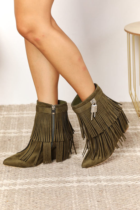 Legend Women's Tassel Wedge Heel Ankle Booties-Jewearrings