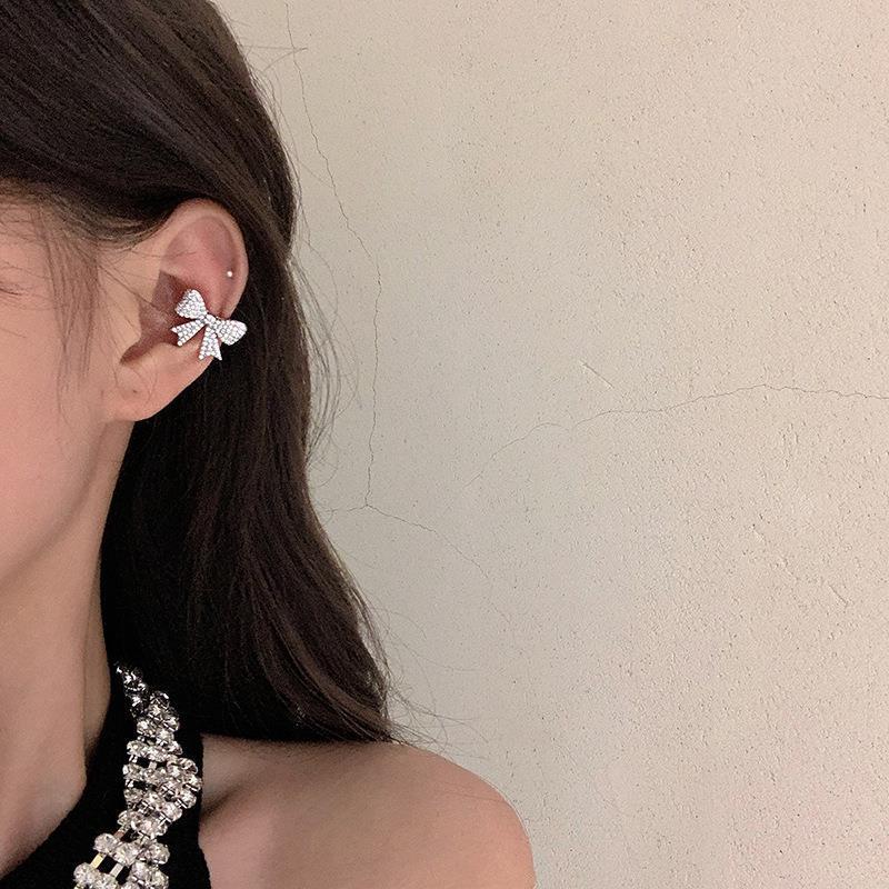 Bow Ear Clip Ear Clip Female Feeling Special-interest Earrings Without Pierced Ears-Jewearrings