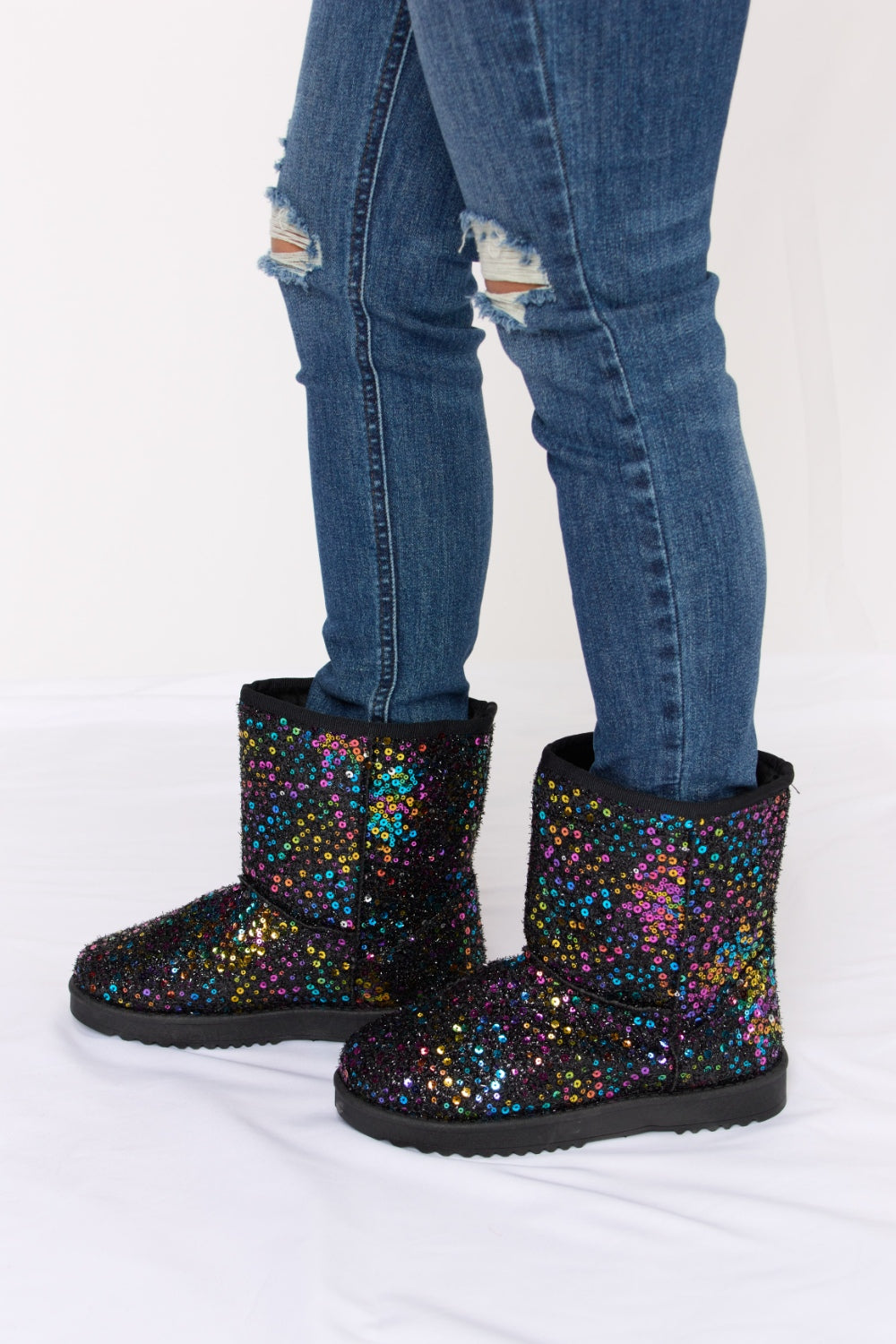 Forever Link Sequin Thermal Flat Boots-Jewearrings