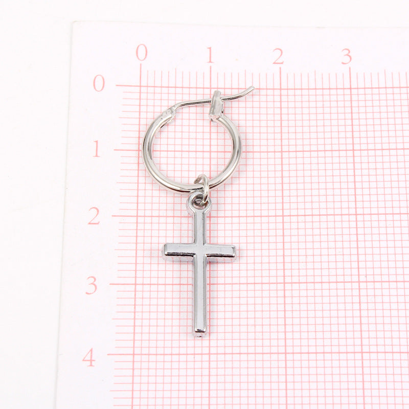 Alloy Cross Pendant Earrings-Jewearrings