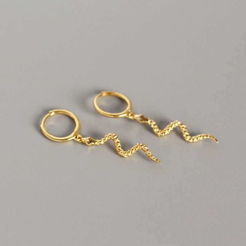 Sterling silver snake-shaped animal all-match earrings-Jewearrings