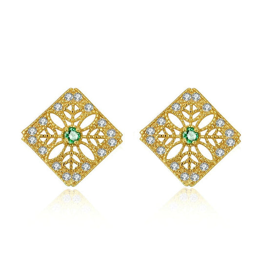 Natural emerald lace earrings earrings-Jewearrings