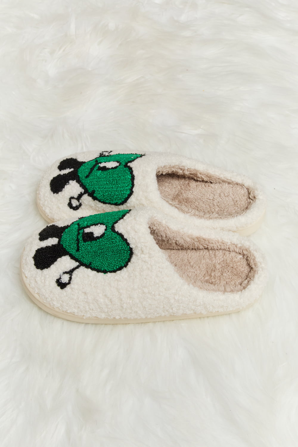 Melody Love Heart Print Plush Slippers-Jewearrings