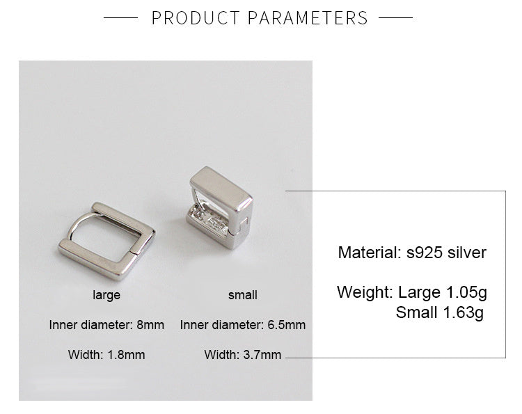 S925 Sterling Silver Personality Creative Square Earrings-Jewearrings