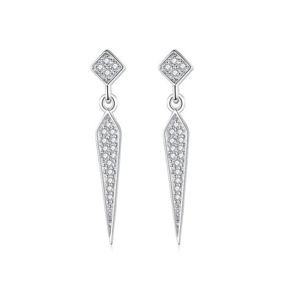 Women's Sterling Silver Geometric Stud Earrings With Diamonds-Jewearrings