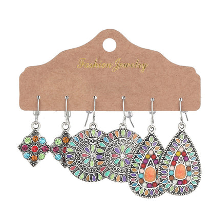 6-piece Set Tassel Bohemian Ethnic Style Hollow Stud Earrings-Jewearrings