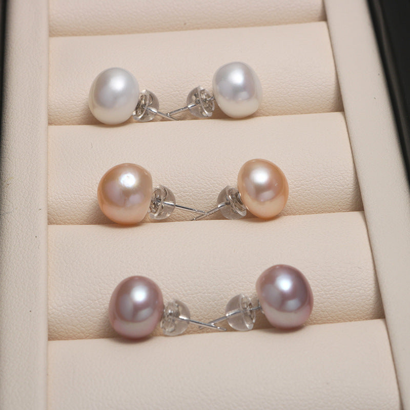 Natural Freshwater Bread Pearl Stud Earrings-Jewearrings