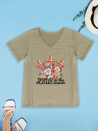 JESUS IS THE ANSWER V-Neck T-Shirt-Jewearrings