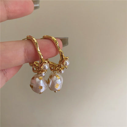 Women's Pearl Pendant C Earrings-Jewearrings