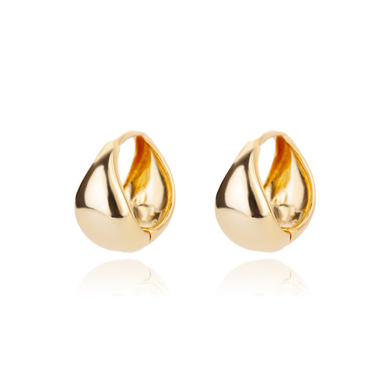 Lock Female Oval Geometric Zircon-encrusted Stud Earrings-Jewearrings