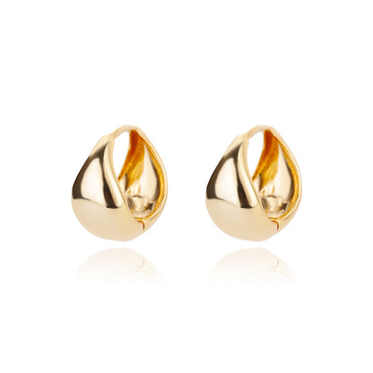 Lock Female Oval Geometric Zircon-encrusted Stud Earrings-Jewearrings