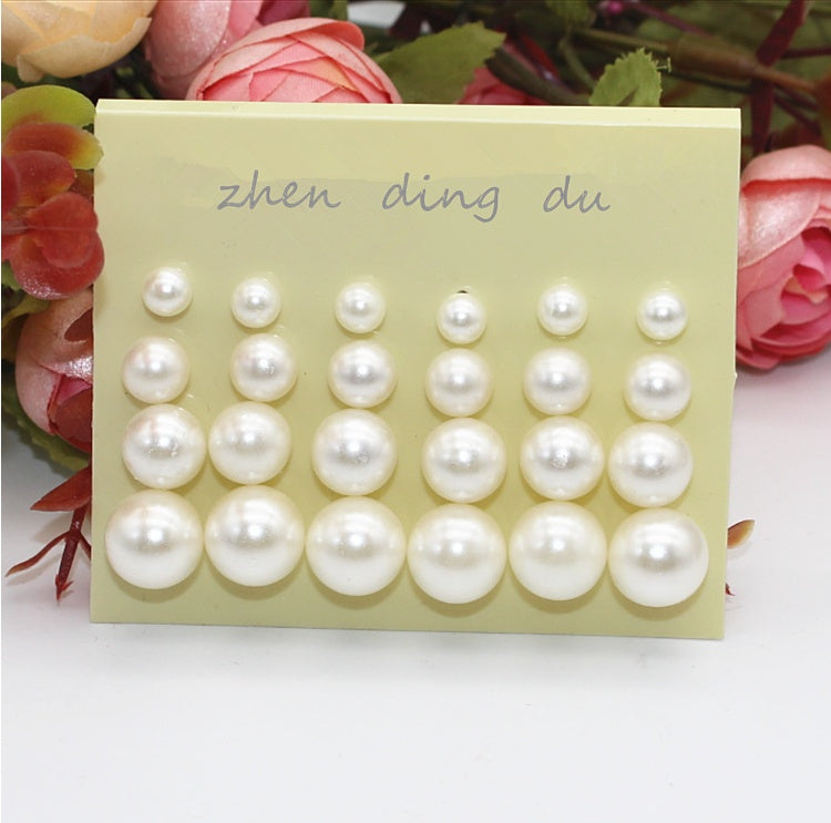 Size pearl row sitting earrings 12 pairs of plates pearl jewelry-Jewearrings