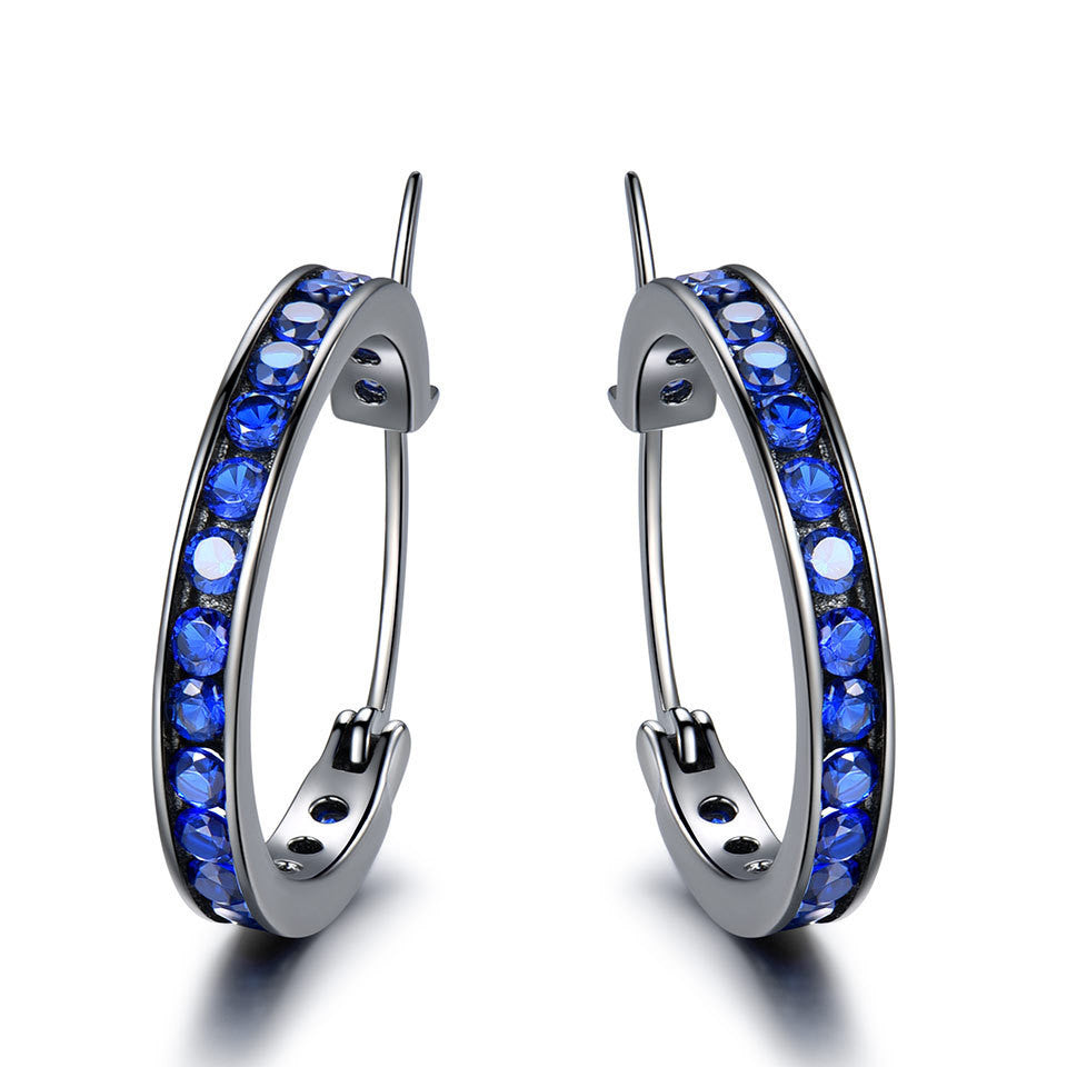 With Diamonds And Silver Hoop Earrings Simple And Versatile Earrings-Jewearrings