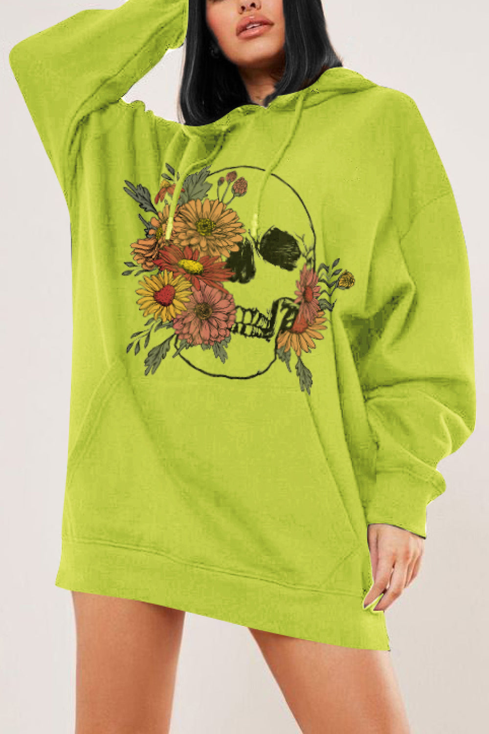 Simply Love Simply Love Full Size Floral Skull Graphic Hoodie-Jewearrings