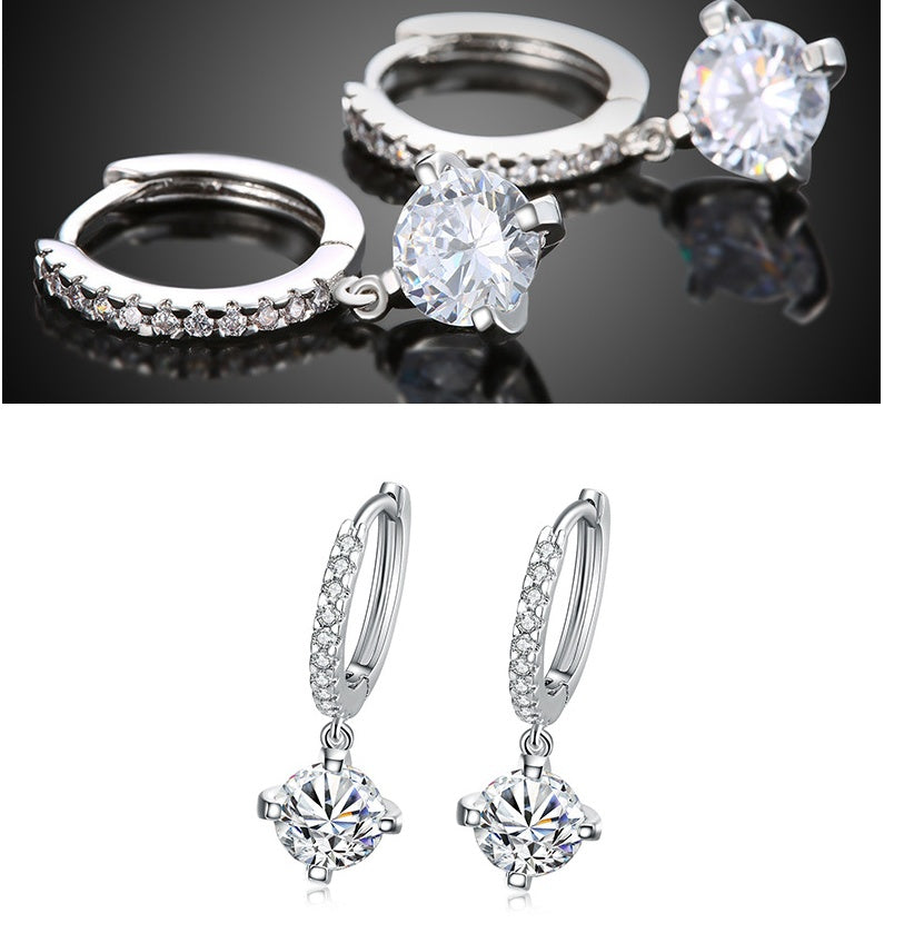 OL temperament wild women models plated high-grade silver-encrusted AAA zircon earrings earrings-Jewearrings