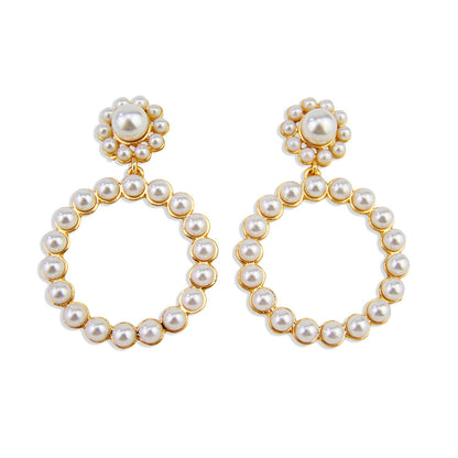 Pearl Geometric Exaggerated Earrings-Jewearrings