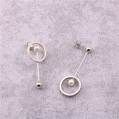 Steel Ball Pearl Circle Earrings-Jewearrings