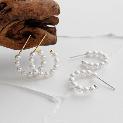 Simple Geometric S925 Sterling Silver Ring Bead Earrings-Jewearrings