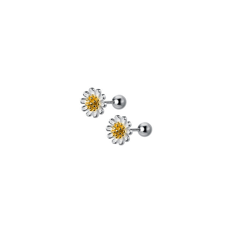 S925 Silver Daisy Flower Earrings Female Sweet And Simple-Jewearrings