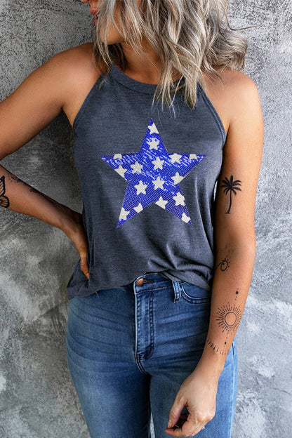 Sequin Star Grecian Neck Tank-Jewearrings