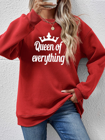 QUEEN OF EVERYTHING Round Neck Sweatshirt-Jewearrings