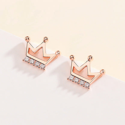 Crown stud earrings with diamonds-Jewearrings