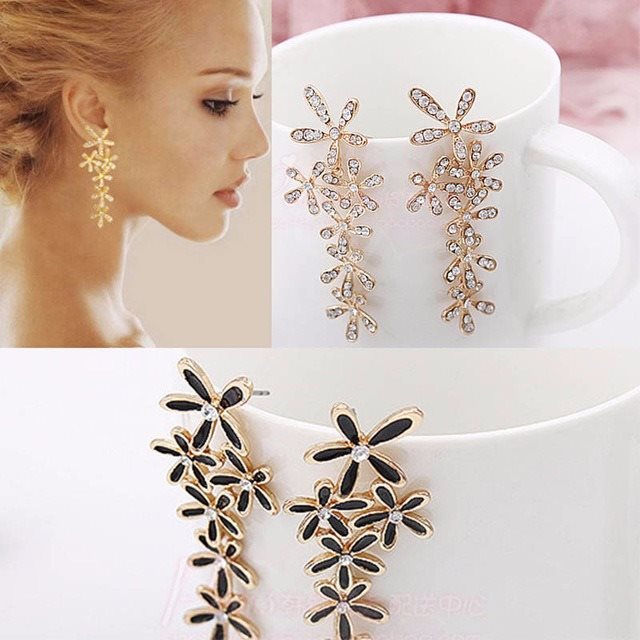 Exaggerated Snowflake Floral Drops and Diamonds Personalized Wild Tassel Stud Earrings-Jewearrings