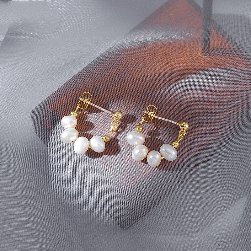 S925 Silver Needle Temperament Pearl Earrings All-match Simple Women-Jewearrings