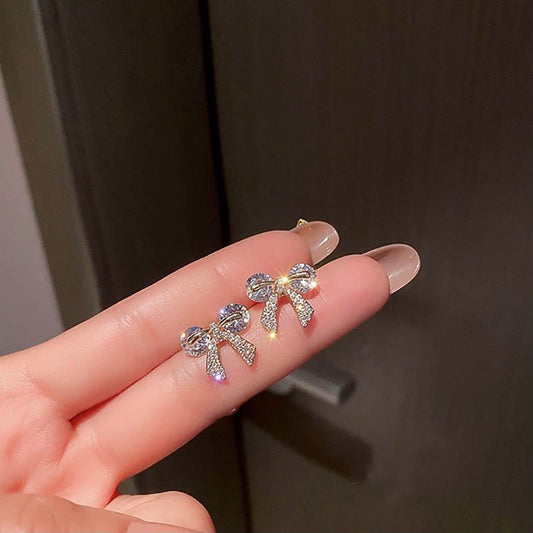 The Fugitive Princess Bow Stud Earrings With Diamonds-Jewearrings