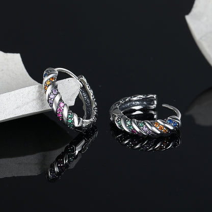 925 Sterling Silver Multi-color Striped Earrings For Women-Jewearrings