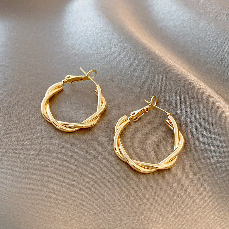 Women's Retro Simple Matte Gold Metal Earrings-Jewearrings