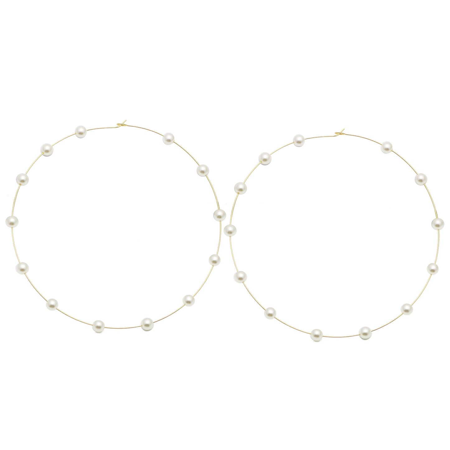 Pearl Large Hoop Earrings-Jewearrings