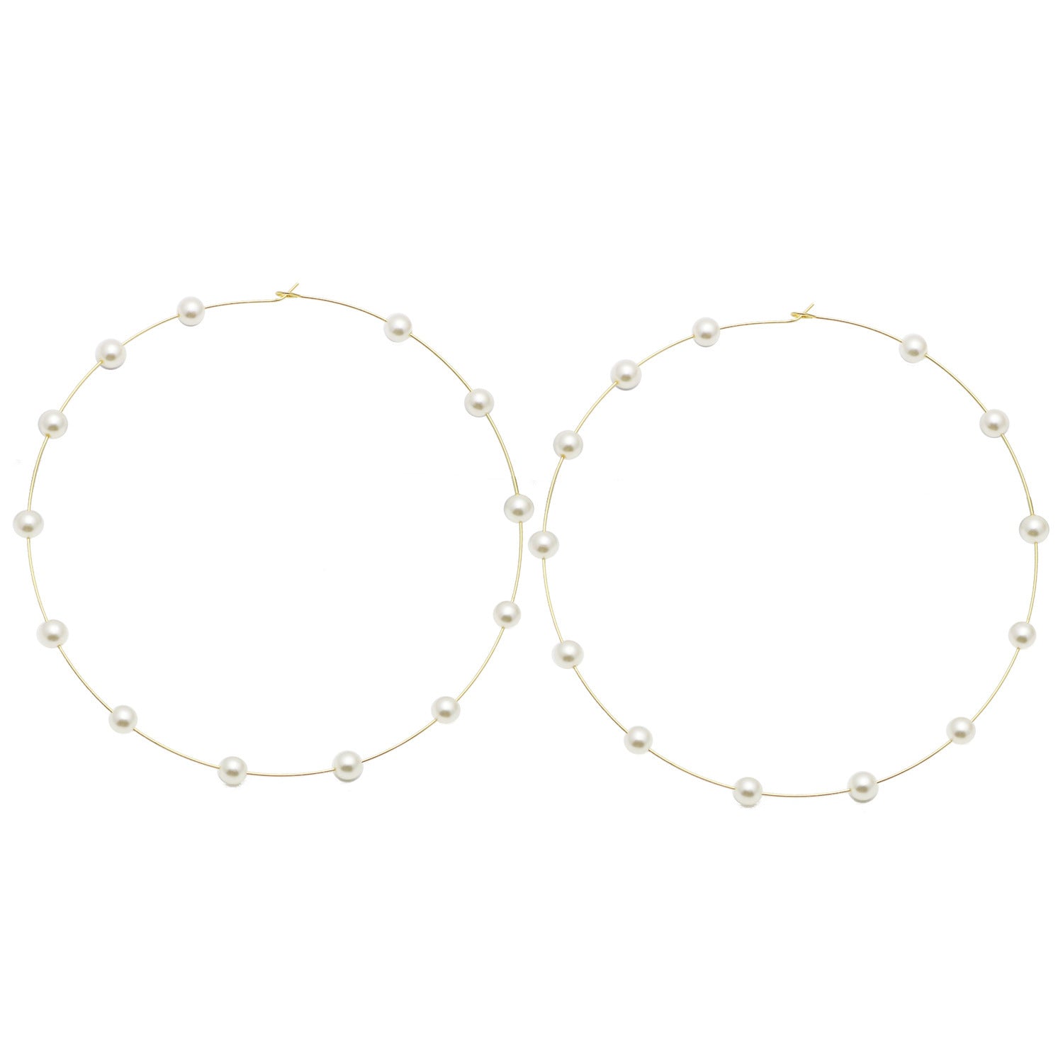 Pearl Large Hoop Earrings-Jewearrings