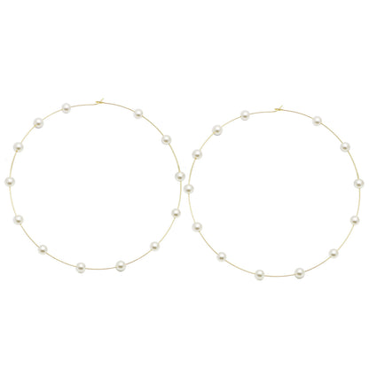 Pearl Large Hoop Earrings-Jewearrings