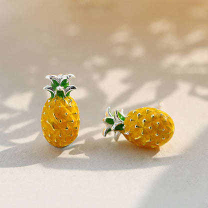 Fresh Pineapple Stud Earrings For Women Sweet Temperament-Jewearrings