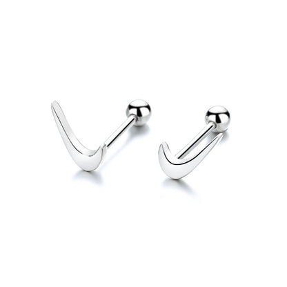 S925 Sterling Silver Korean Ins Style Simple Pair Hook Earrings Trend Casual Style Wild Earrings-Jewearrings