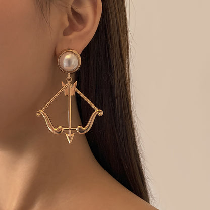 Exaggerated Personality Creative Bow And Arrow Geometric Earrings-Jewearrings