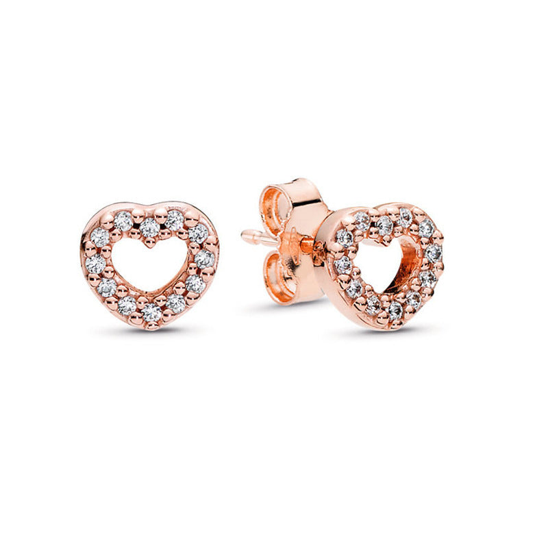 Shining Love Charm Stud Earrings Women's Diamonds-Jewearrings