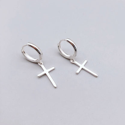 Sterling Silver Stud Earrings Cross Earrings-Jewearrings