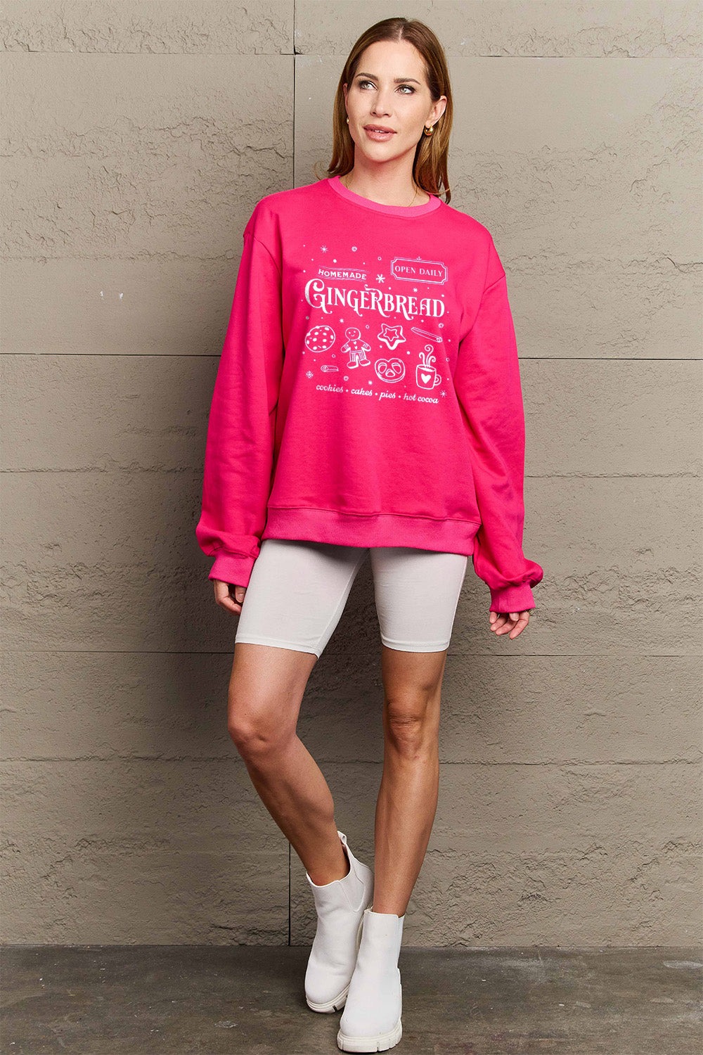 Simply Love Full Size GINGERBREAD Long Sleeve Sweatshirt-Jewearrings