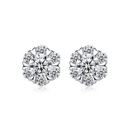 Sterling Silver Snowflake Stud Earrings-Jewearrings