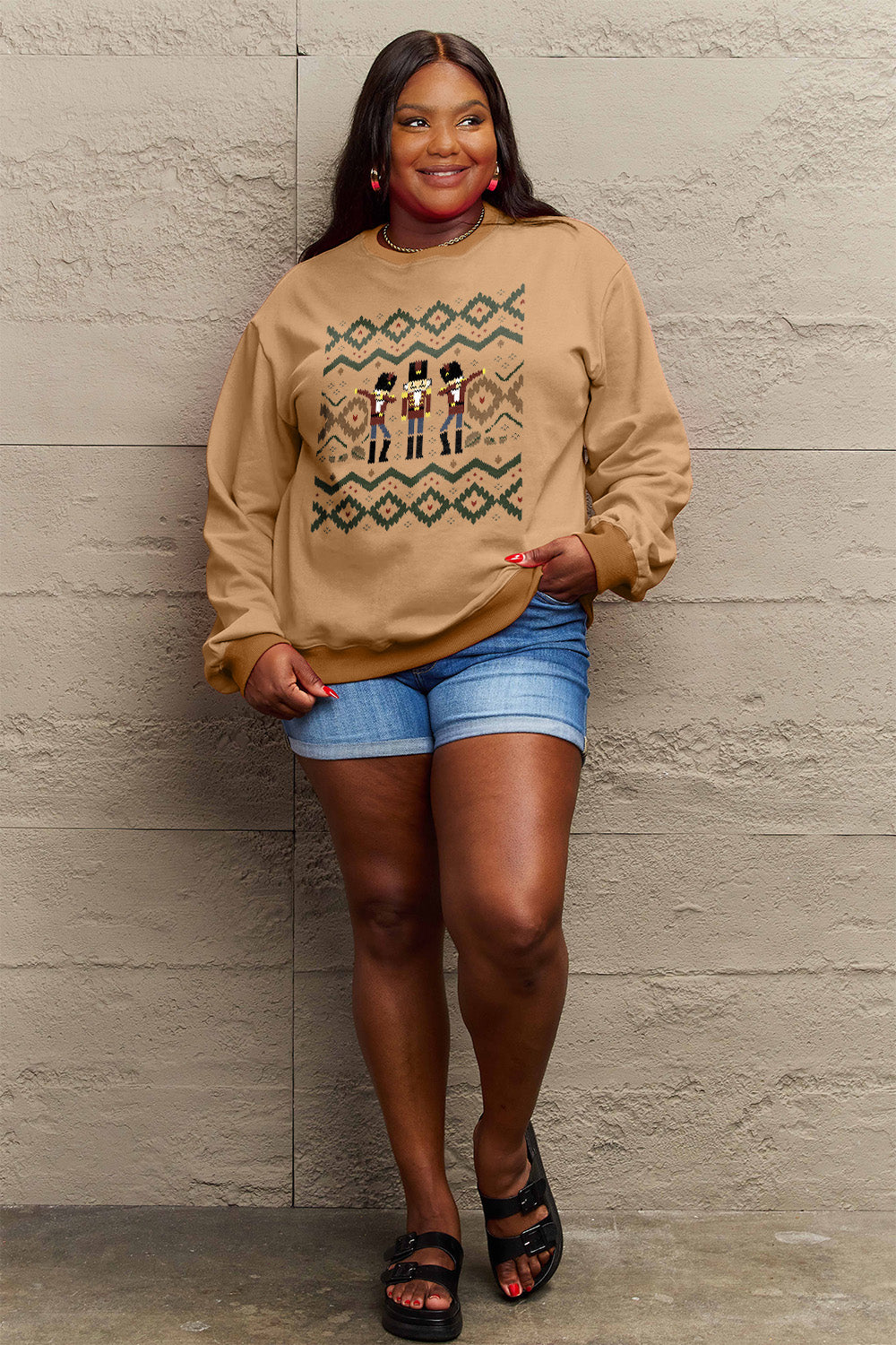 Simply Love Full Size Nutcracker Graphic Long Sleeve Sweatshirt-Jewearrings