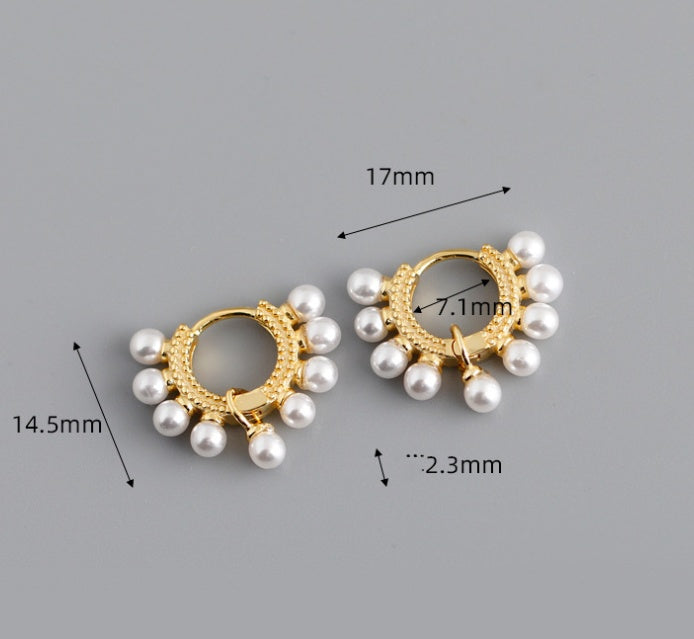 Pearl circle s925 sterling silver stud earrings-Jewearrings