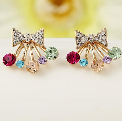 Bow crown stud earrings-Jewearrings