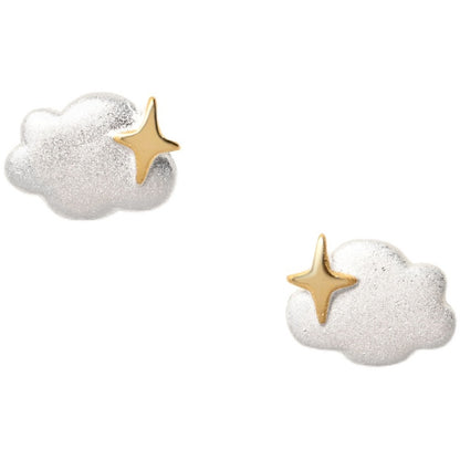 S925 Sterling Silver Star Cloud Stud Earrings-Jewearrings